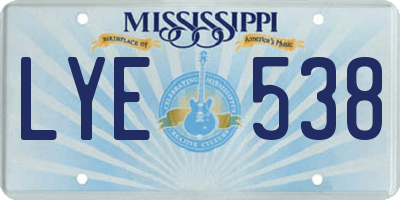 MS license plate LYE538