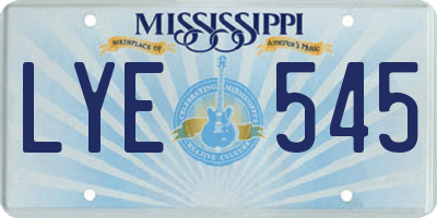 MS license plate LYE545