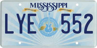 MS license plate LYE552