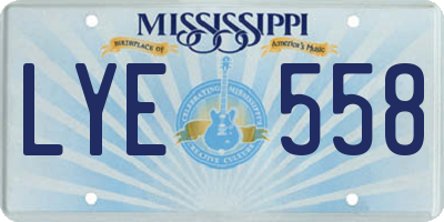 MS license plate LYE558