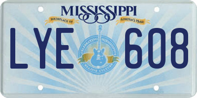 MS license plate LYE608
