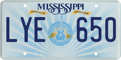 MS license plate LYE650