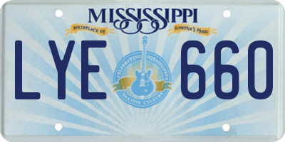 MS license plate LYE660