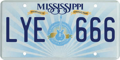 MS license plate LYE666