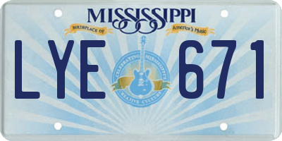 MS license plate LYE671
