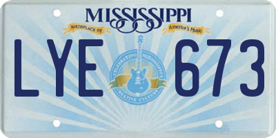 MS license plate LYE673
