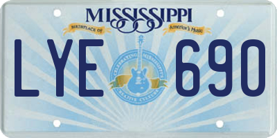 MS license plate LYE690