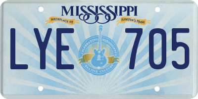 MS license plate LYE705