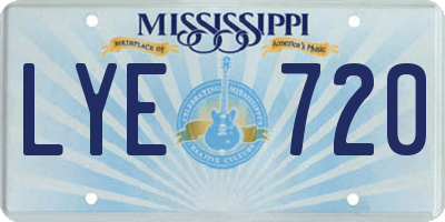 MS license plate LYE720