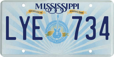 MS license plate LYE734