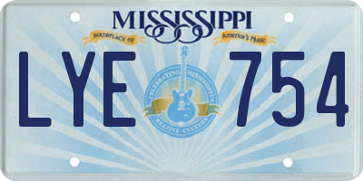 MS license plate LYE754