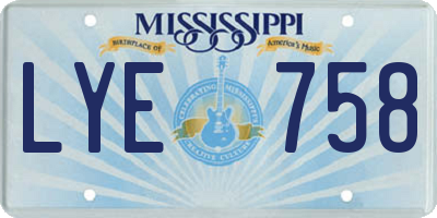 MS license plate LYE758