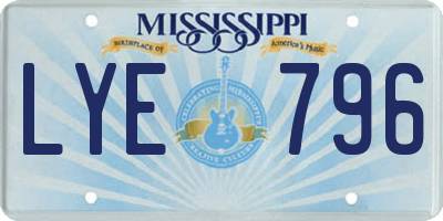MS license plate LYE796