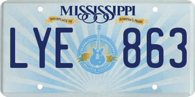 MS license plate LYE863