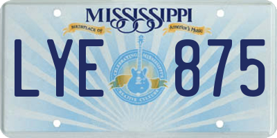 MS license plate LYE875