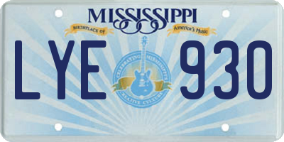 MS license plate LYE930