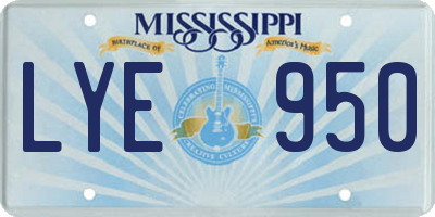 MS license plate LYE950
