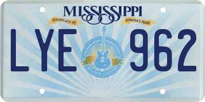 MS license plate LYE962
