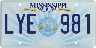 MS license plate LYE981