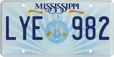 MS license plate LYE982