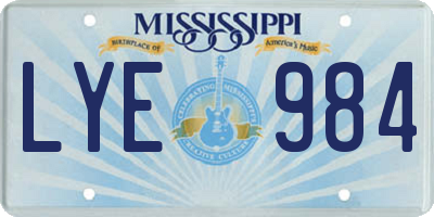 MS license plate LYE984