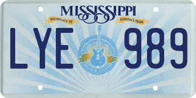 MS license plate LYE989
