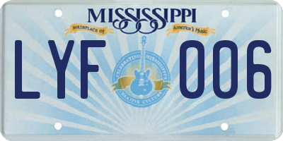 MS license plate LYF006