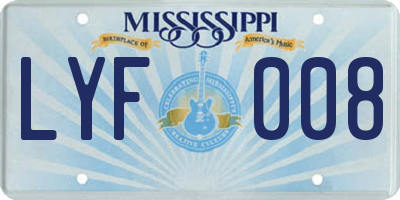 MS license plate LYF008