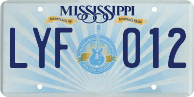 MS license plate LYF012