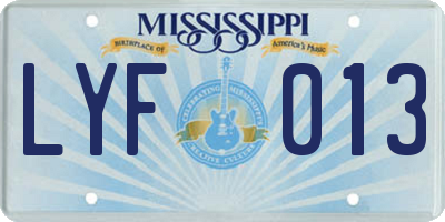 MS license plate LYF013