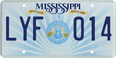 MS license plate LYF014