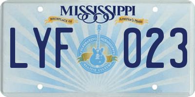 MS license plate LYF023