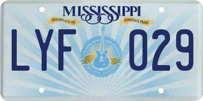 MS license plate LYF029