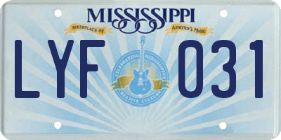 MS license plate LYF031