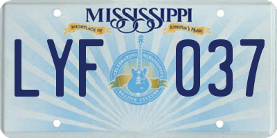MS license plate LYF037