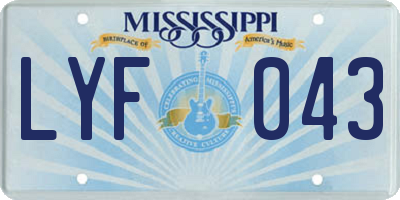 MS license plate LYF043