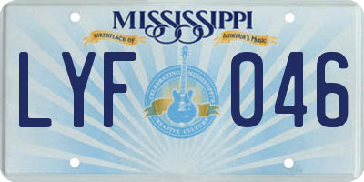 MS license plate LYF046