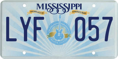 MS license plate LYF057