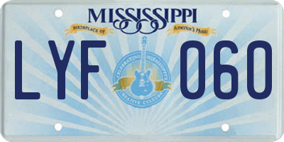 MS license plate LYF060