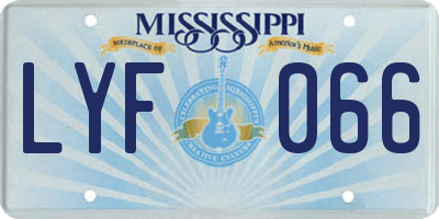 MS license plate LYF066