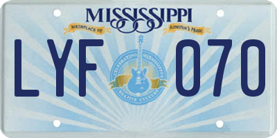 MS license plate LYF070