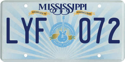 MS license plate LYF072