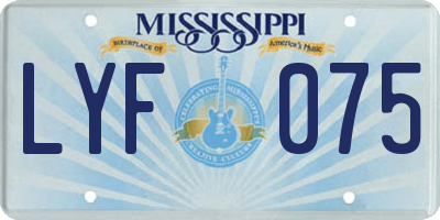 MS license plate LYF075