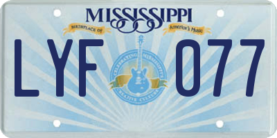 MS license plate LYF077