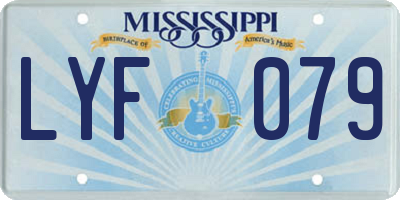 MS license plate LYF079