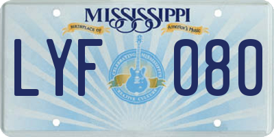 MS license plate LYF080