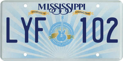 MS license plate LYF102