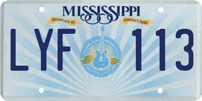MS license plate LYF113