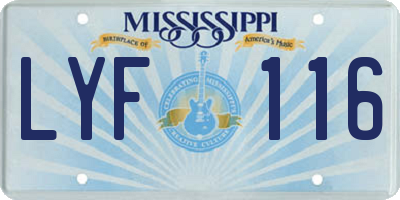 MS license plate LYF116