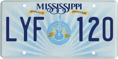 MS license plate LYF120